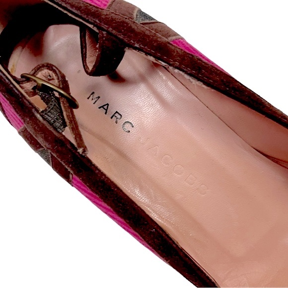 MARC JACOBS Collection Corduroy Magenta Suede Metallic Leather Mary Jane Heel - Picture 12 of 13